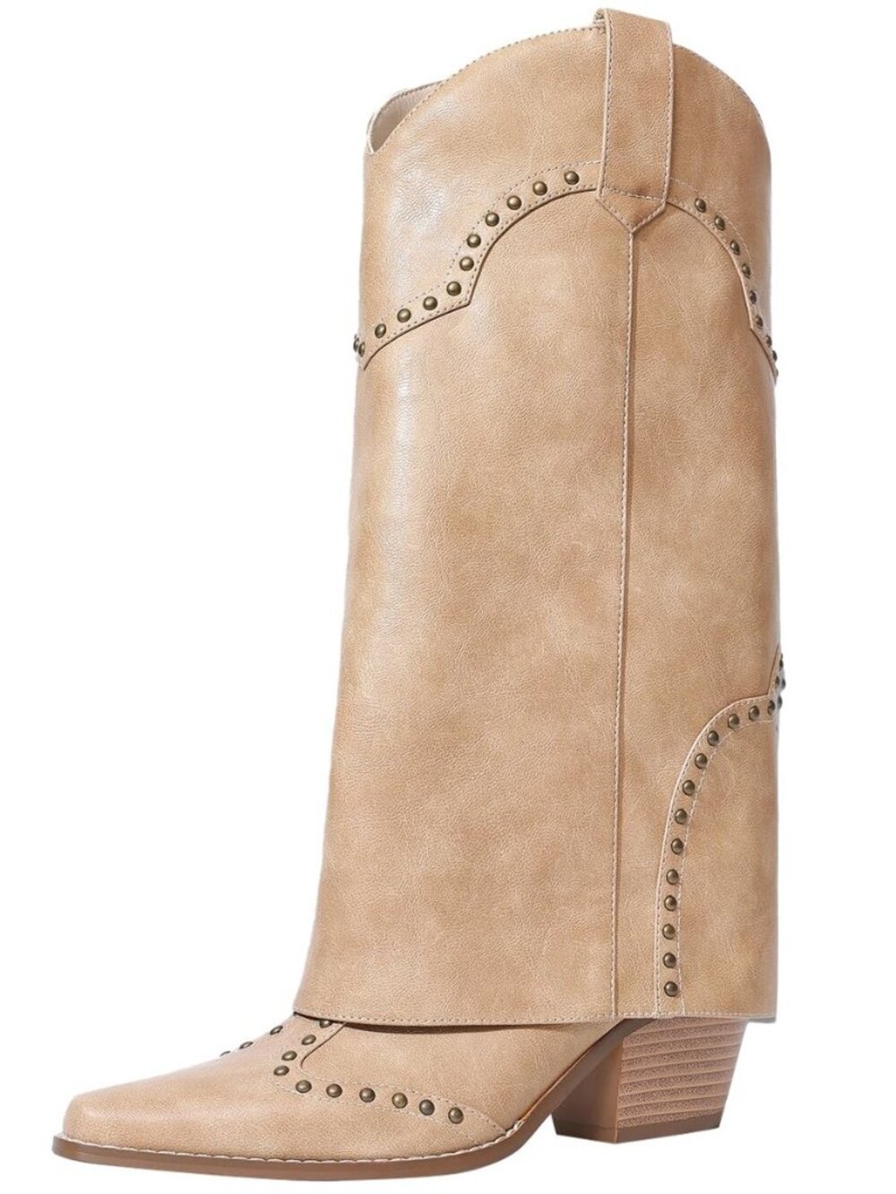 Fold Over Boots Knee High Cowboy Boots for Women Cowgirl Boots